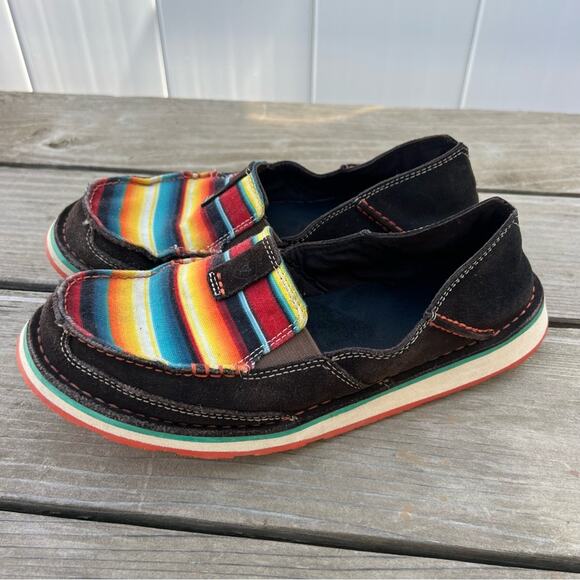 Ariat Cruisers Chocolate Boho Aztec Saddle Blanket Sunset Stripe Shoes 8.5B - Picture 5 of 6